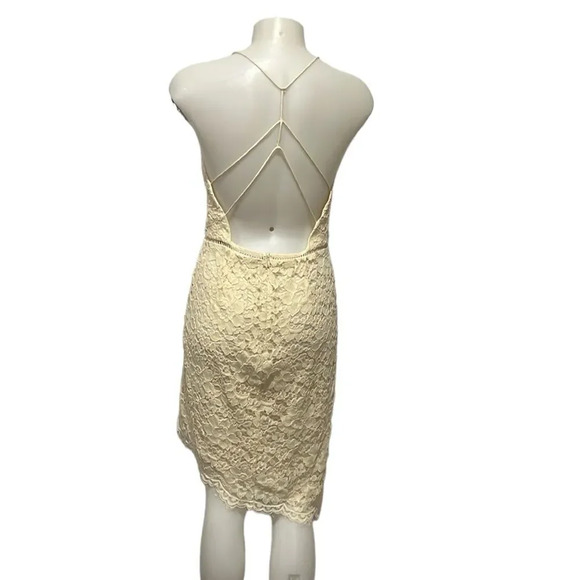 NBD only yours cream color asymmetrical hem mini dress size medium - Picture 3 of 8